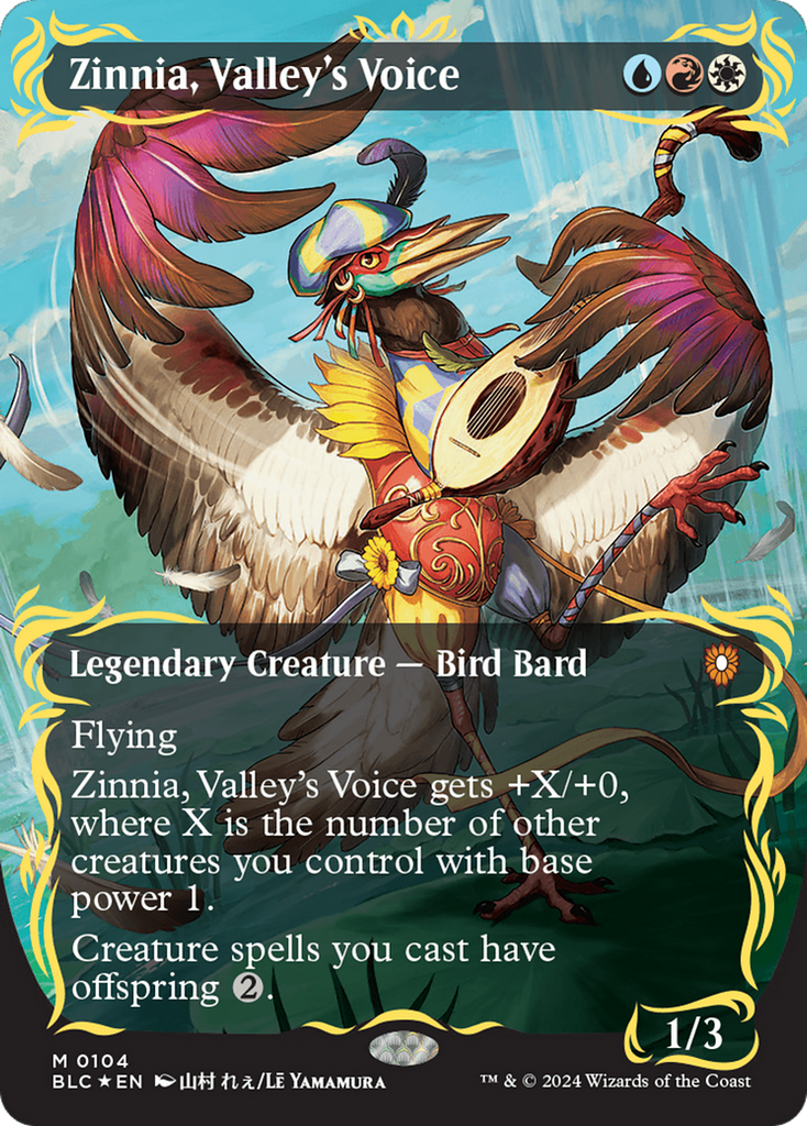 Zinnia, Valley's Voice (Borderless) (Raised Foil) [Bloomburrow Command Zinnia, Valley's Voice (Borderless) (Raised Foil) [Bloomburrow Command