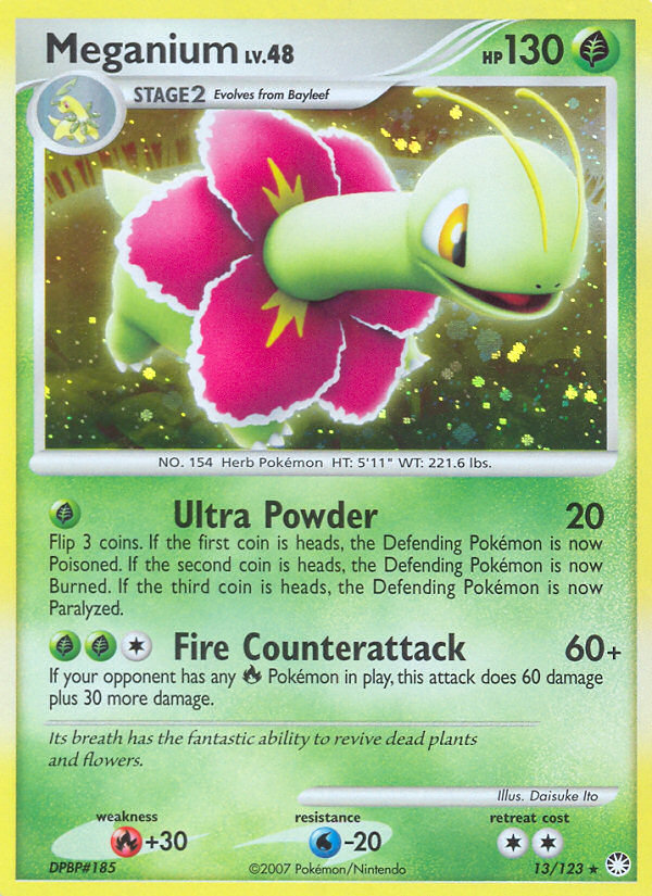 pokemon meganium card Meganium (13/123) [Diamond & Pearl: Mysterious Treasures]