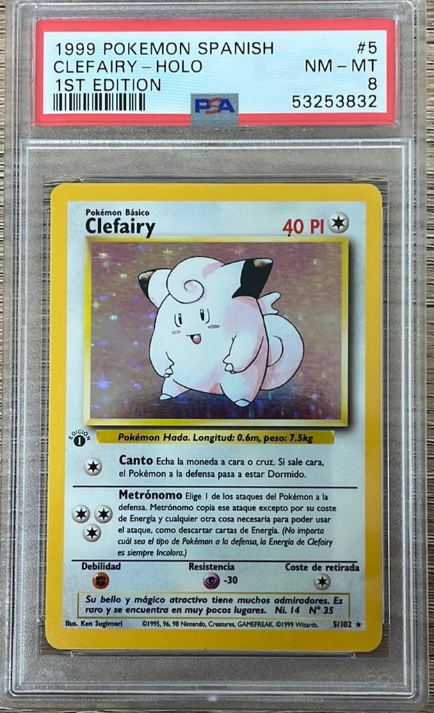 PSA 8 NM - MT - Clefairy 5/102 1st Edition Spanish Base Set Holo