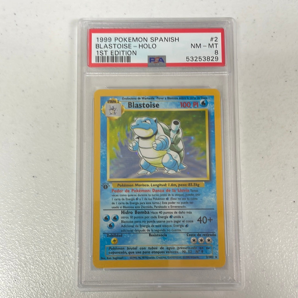 PSA 8 NM - MT - Blastoise 2/102 1st Edition Spanish Base Set Holo Poke PSA 8 NM - MT - Blastoise 2/102 1st Edition Spanish Base Set Holo Poke