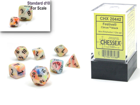 Chessex (20442) Festive Circus/black Mini-Polyhedral 7-Die Set