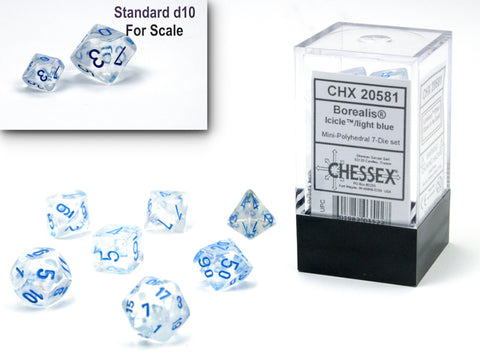 Chessex (20581) Borealis Icicle/light blue Luminary Mini-Polyhedral 7-Die Set