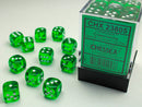 Chessex (23805) Translucent Green/white 12mm d6 Dice Block (36 dice)