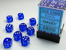 Chessex (23806) Translucent Blue/white 12mm d6 Dice Block (36 dice)