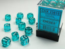 Chessex (23815) Translucent Teal/white 12mm d6 Dice Block (36 dice)