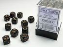Chessex (25828) Opaque Black/gold 12mm d6 Dice Block (36 dice)