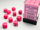 Chessex (25844) Opaque Pink/White 12mm d6 Dice Block (36 dice)