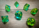 Chessex (26466) Gemini Translucent Green-Teal/yellow Polyhedral 7-Die Set