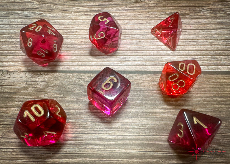 Chessex (26467) Gemini Translucent Red-Violet/gold Polyhedral 7-Die Set
