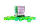 Chessex (26866) Gemini Translucent Green-Teal/yellow 12mm d6 Dice Block (36 dice)