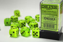 Chessex (27630) Vortex Bright Green/black 16mm d6 Dice Block (12 Dice)