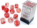 Chessex (27754) Nebula Red/silver Luminary 16mm d6 Dice Block (12 dice)