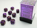 Chessex (27837) Vortex Purple/gold 12mm d6 Dice Block (36 dice)