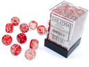 Chessex (27854) Nebula Red/silver Luminary 12mm d6 Dice Block (36 dice)