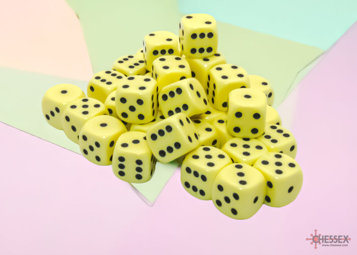 Chessex (25862) Opaque Yellow/Black 12mm d6 Dice Block (36 dice)