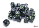 Chessex (25858) Opaque Black/Green 12mm d6 Dice Block (36 dice)