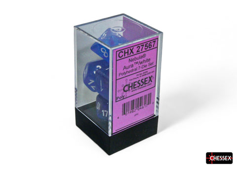 Chessex (27567) Nebula Aura/white Luminary Polyhedral 7-Dice Set