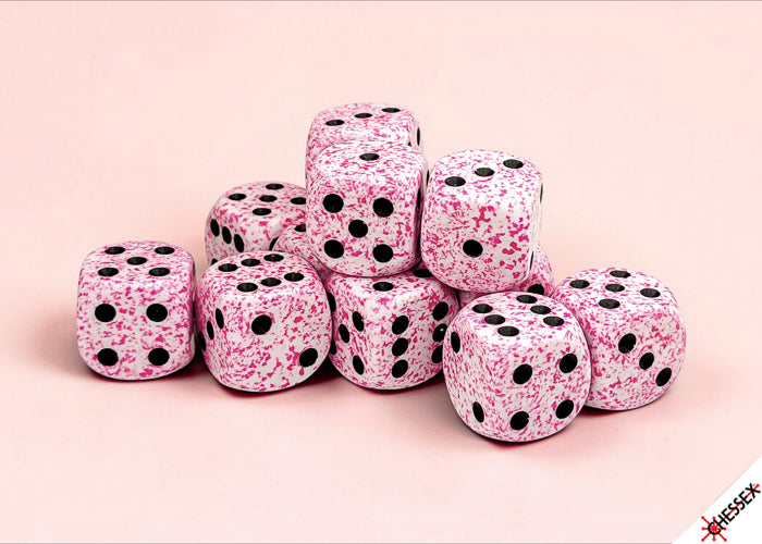 Chessex (25754) Speckled Pink 16mm d6 Dice Block (12 dice)