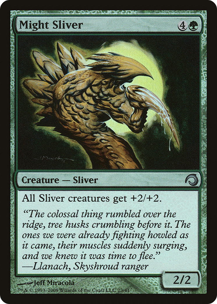 all sliver cards mtg Rarity: Rare, Subtype: Sliver, 25 All Sliver creatures get +1/+1 for each other Sliver on the battlefield. The First Sliver | Modern