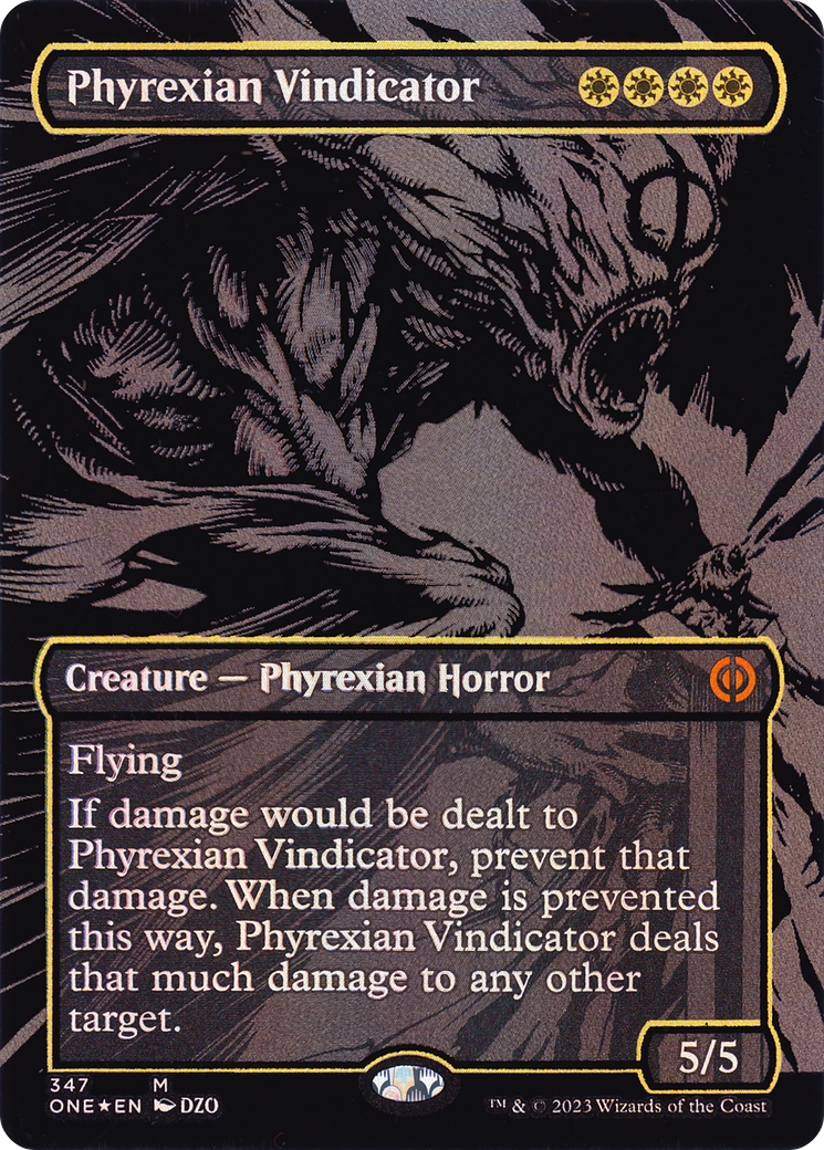 Phyrexian Vindicator (Oil Slick Raised Foil) - [Phyrexia: All Will Be One] (Borderless) Foil