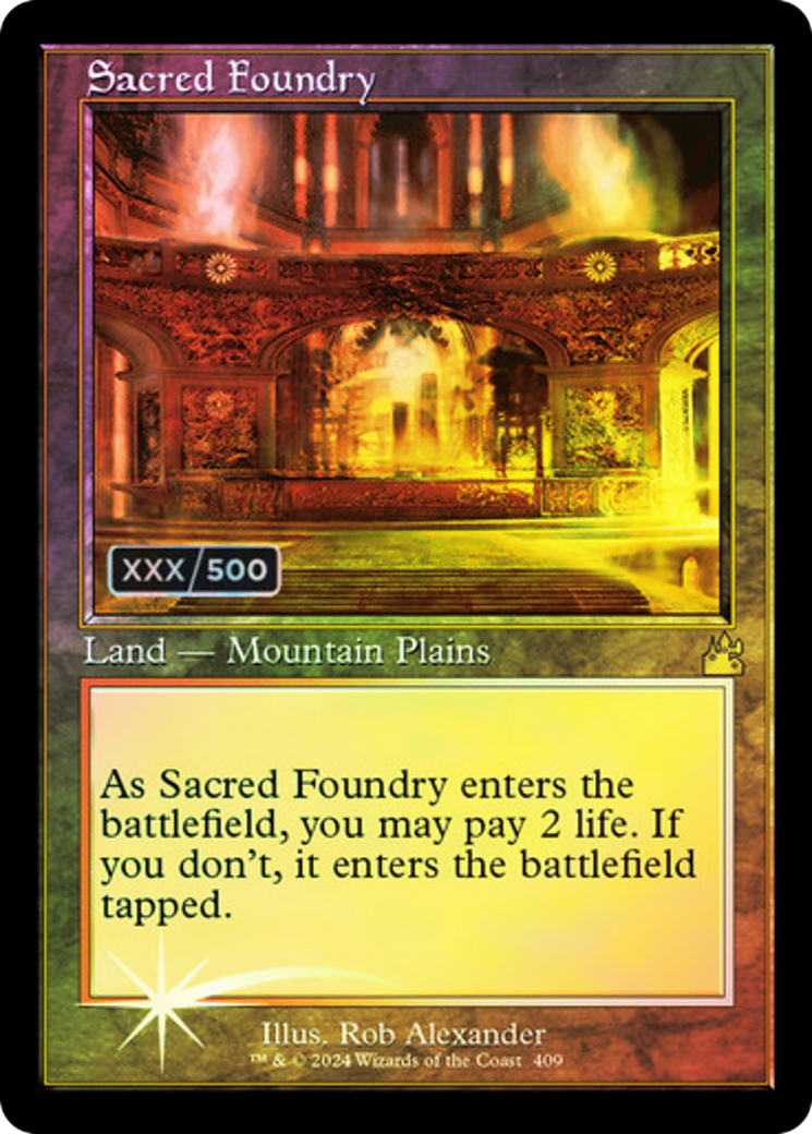 Sacred Foundry (Retro Frame) (Serial Numbered) - [Ravnica Remastered] Foil