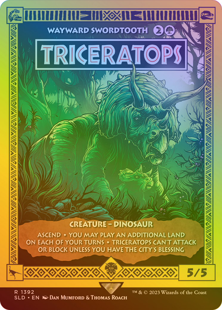 Triceratops - Wayward Swordtooth (Rainbow Foil) [Secret Lair Drop] / Triceratops (Borderless) Foil