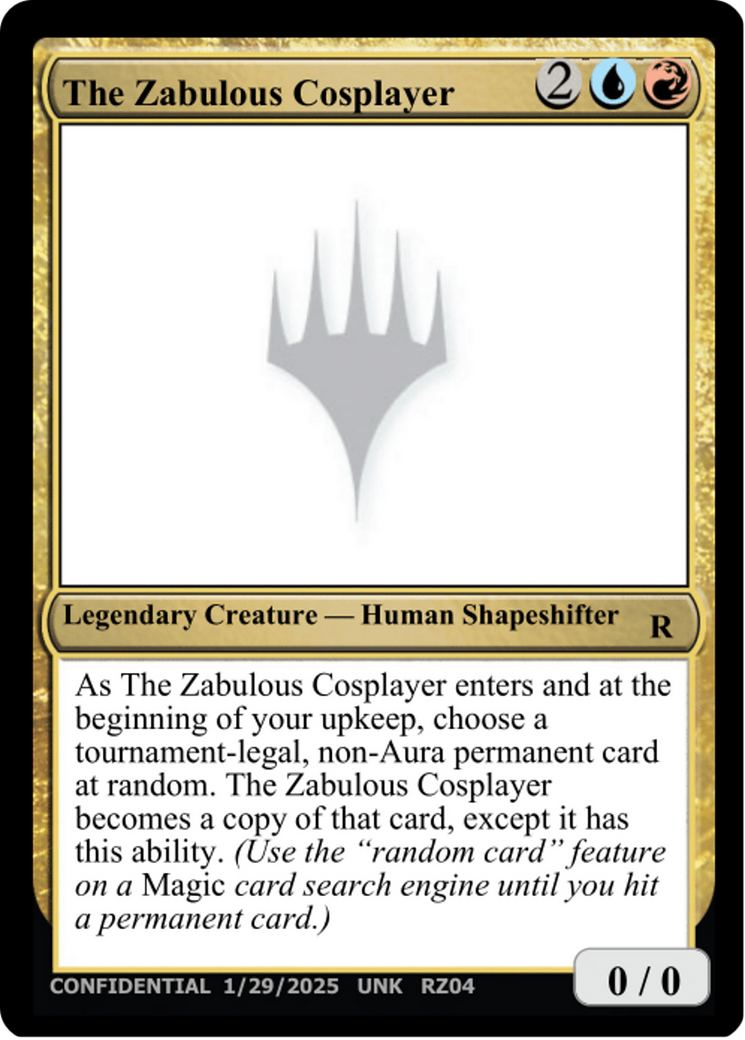 The Zabulous Cosplayer [Un-Known Event Playtest Cards]