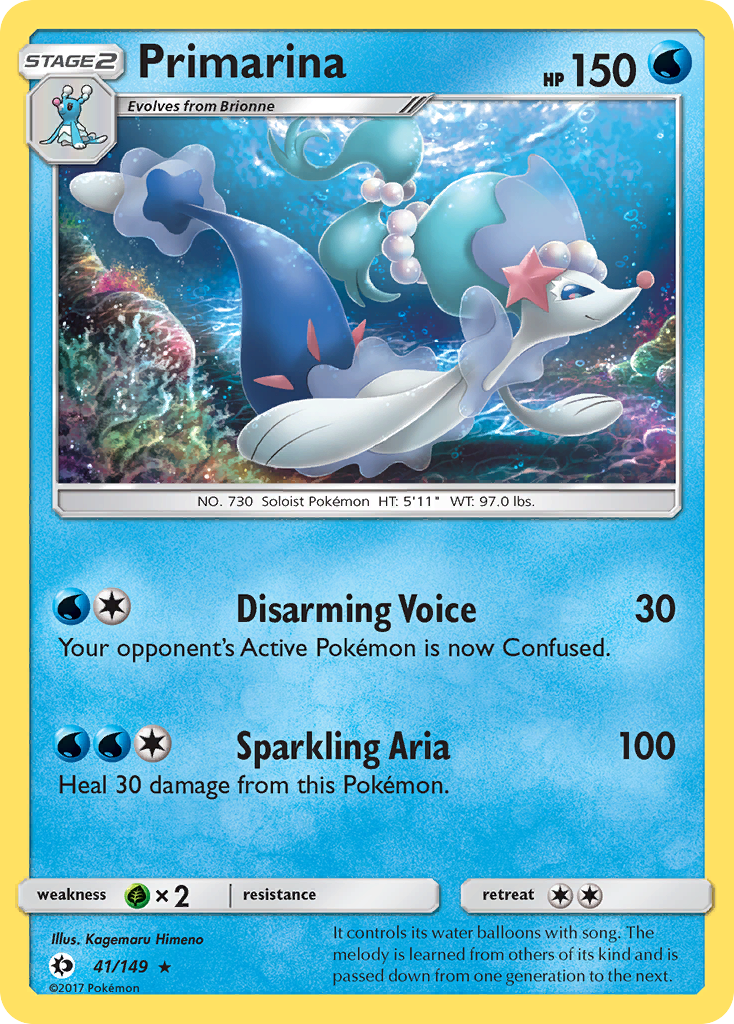 what pokemon set has 149 cards Primarina (41/149) [Sun & Moon: Base Set]