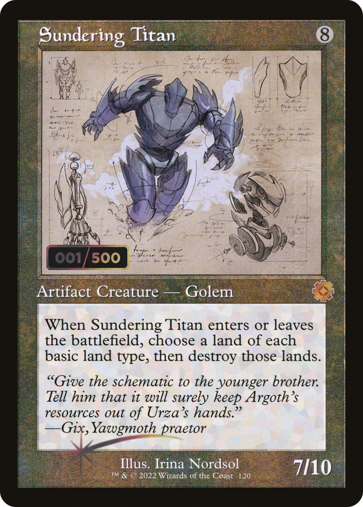Sundering Titan (Schematic) (Serial Numbered) - [The Brothers' War Retro Artifacts] Foil