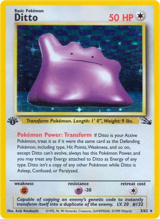 Ditto (3) (3) 003  - Unlimited Holofoil Fossil - Holo Rare