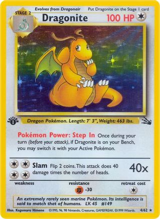Dragonite (4) (4) 004  - Unlimited Holofoil Fossil - Holo Rare