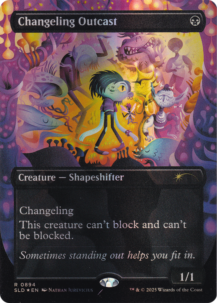 Changeling Outcast (Rainbow Foil) [Secret Lair Drop] (Borderless) Foil