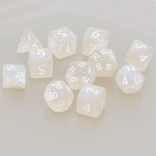 Arctic White Eclipse Acrylic RPG Dice Set (11ct)