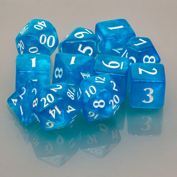 Sky Blue Eclipse Acrylic RPG Dice Set (11ct)