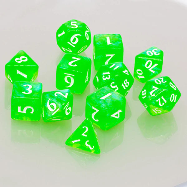 Lime Green Eclipse Acrylic RPG Dice Set (11ct)