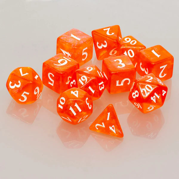Pumpkin Orange Eclipse Acrylic RPG Dice Set (11ct)