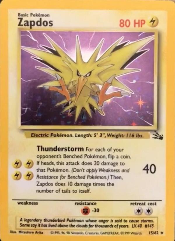 Zapdos (15) (15) 015 [Fossil]  - Unlimited Holofoil