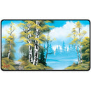Bob Ross Lakeside Path Black Stitched Playmat Standard Gaming Playmat for Magic: The Gathering