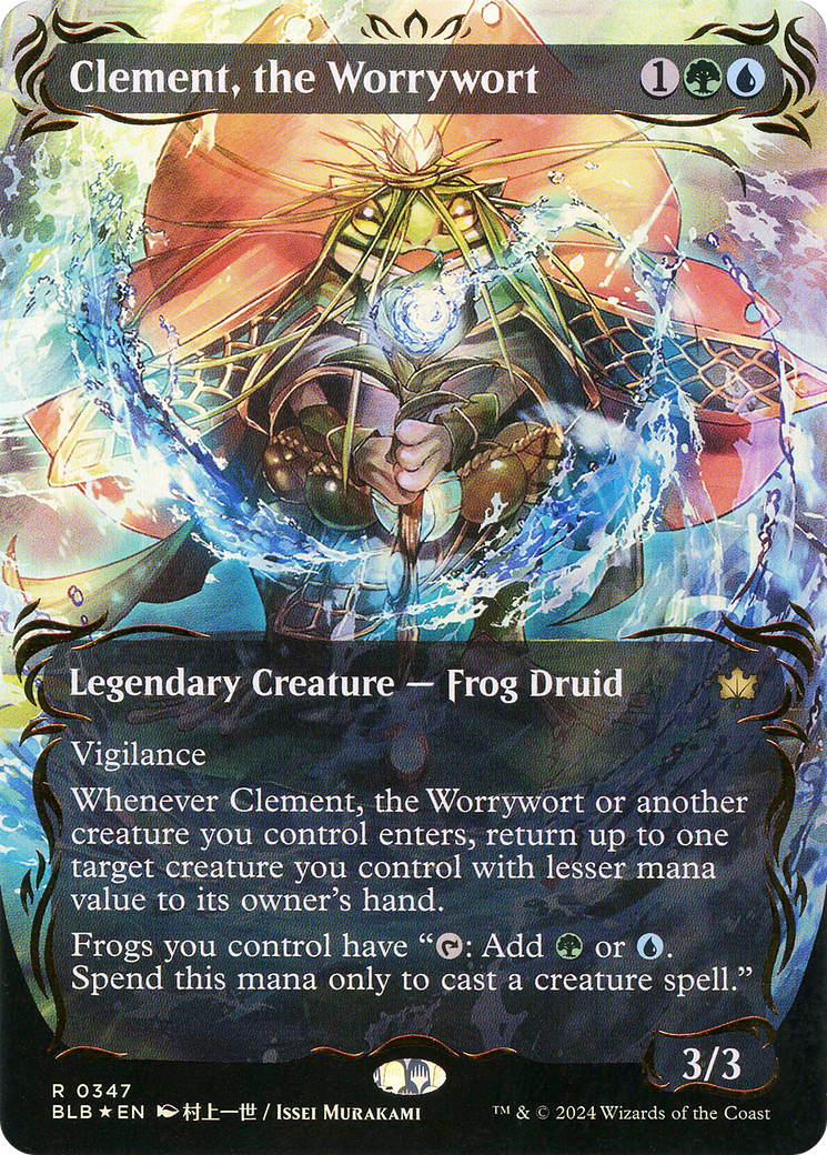 Clement, the Worrywort (Borderless) (Raised Foil) - Bloomburrow: (Showcase) Foil