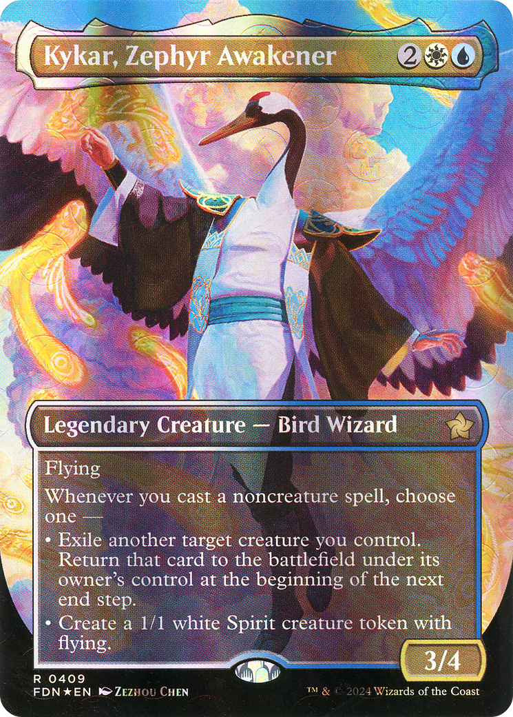 Kykar, Zephyr Awakener (Borderless) (Mana Foil) - [Foundations] Foil