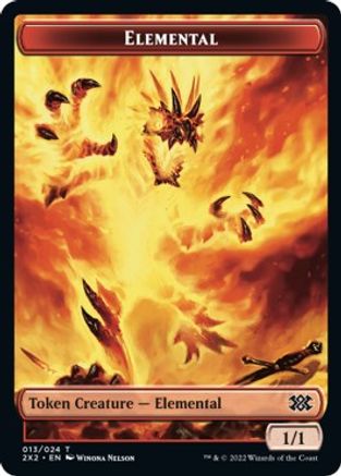 Elemental // Aven Initiate Double-Sided Token [Double Masters 2022] Foil