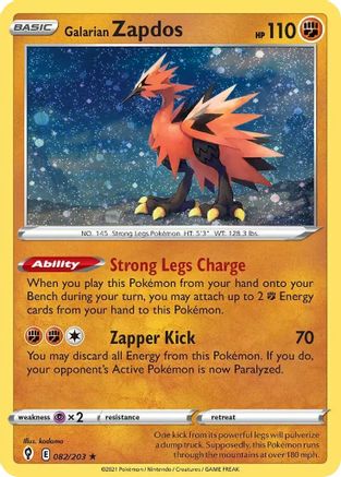 Galarian Zapdos (Cosmos Holo) 082/203 [Miscellaneous Cards & Products]
