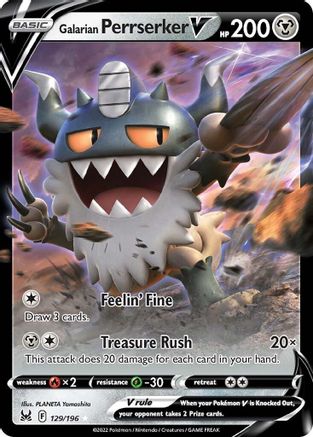 Galarian Perrserker V - 129/196 [SWSH11: Lost Origin] - Holofoil