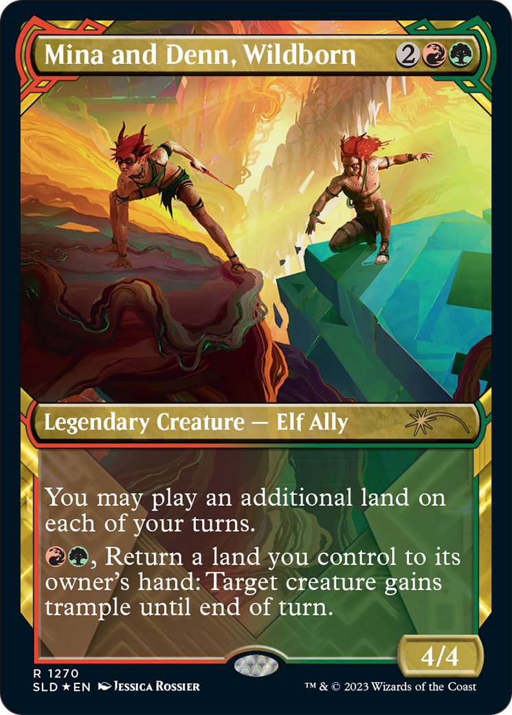 Mina and Denn, Wildborn (Halo Foil) [Secret Lair Drop]: (Showcase) Foil