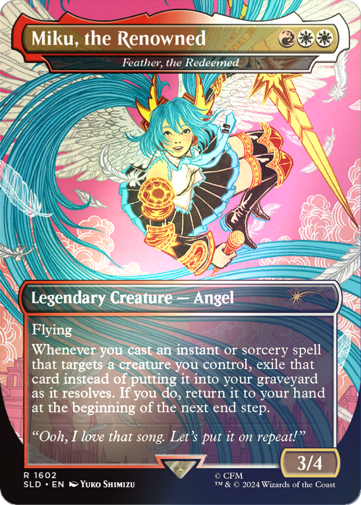 Miku, the Renowned - Feather, the Redeemed (Rainbow Foil) [Secret Lair Drop] / Miku, the Renowned (Borderless) Foil