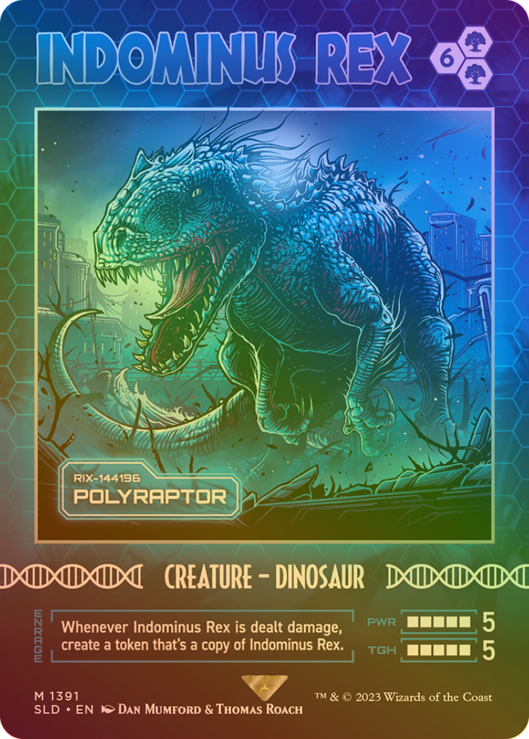 Indominus Rex - Polyraptor (Rainbow Foil) (Borderless) [Secret Lair Drop] / Indominus Rex Foil