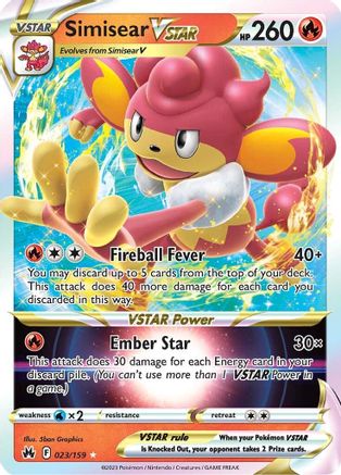 Simisear VSTAR 023 [SWSH Crown Zenith]  - Holofoil