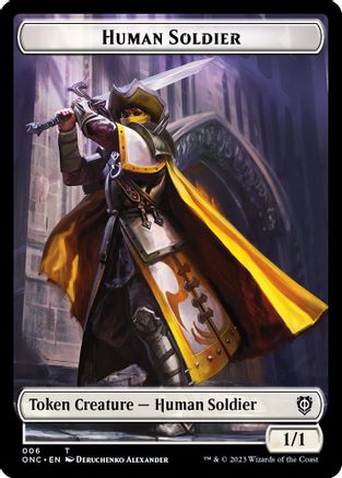Human Soldier // Elephant Double-sided Token [Commander: Phyrexia: All Will Be One]