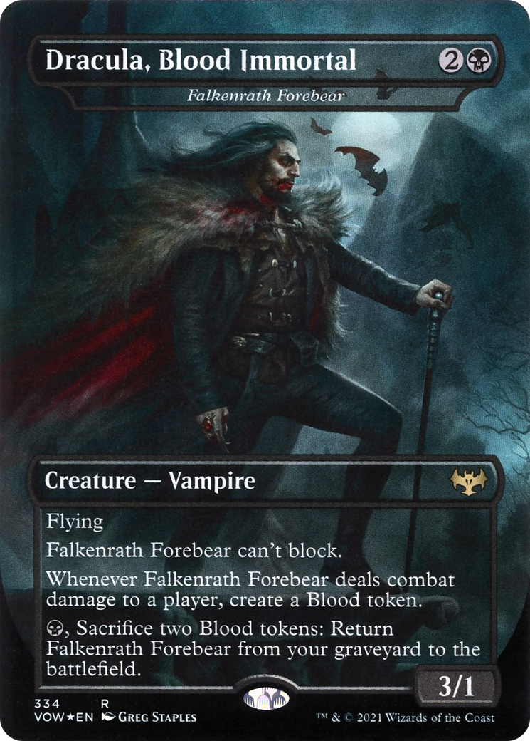 Dracula, Blood Immortal - Falkenrath Forebear (Borderless) [Innistrad: Crimson Vow] / Dracula, Blood Immortal