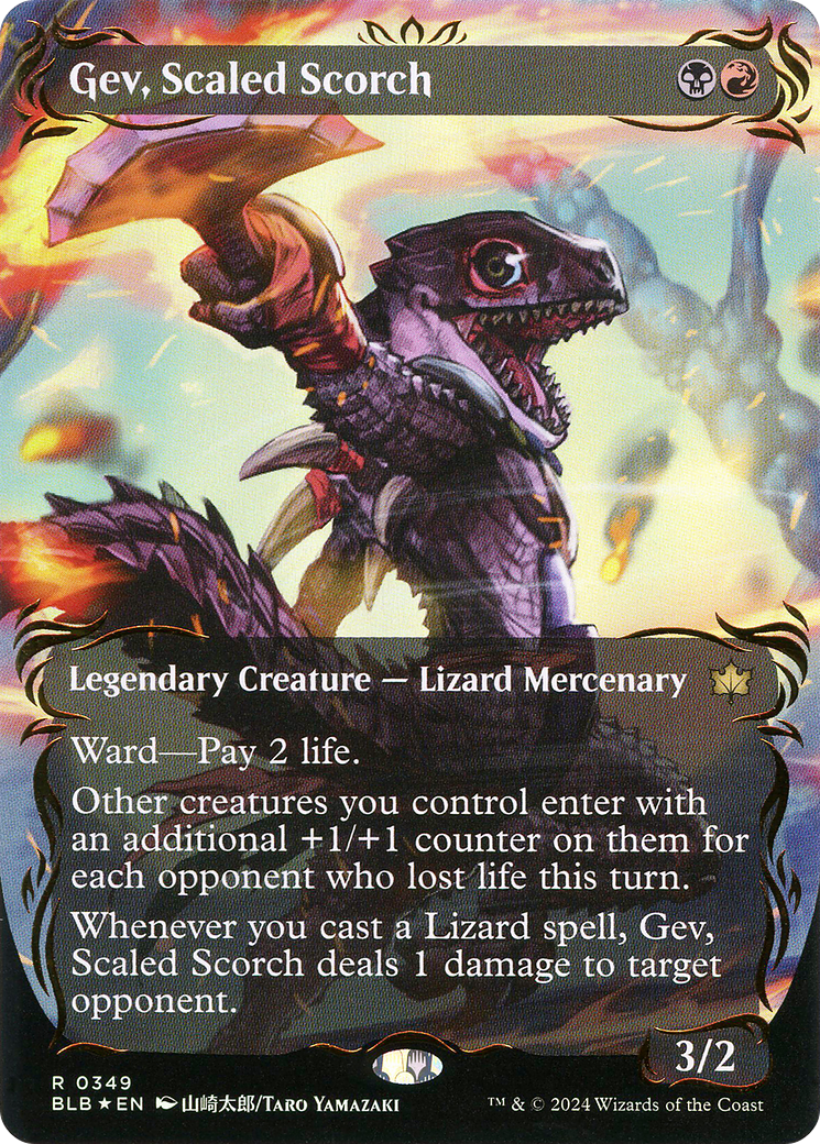 Gev, Scaled Scorch (Borderless) (Raised Foil): (Showcase) [Bloomburrow] Foil